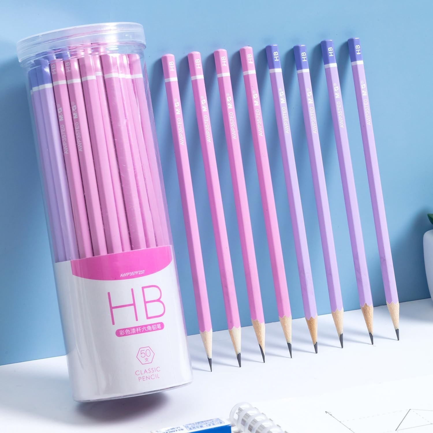 Azonee Hexagon Colored Pencils for Kids, Pink HB Pencils Graphite Wood Pencils w