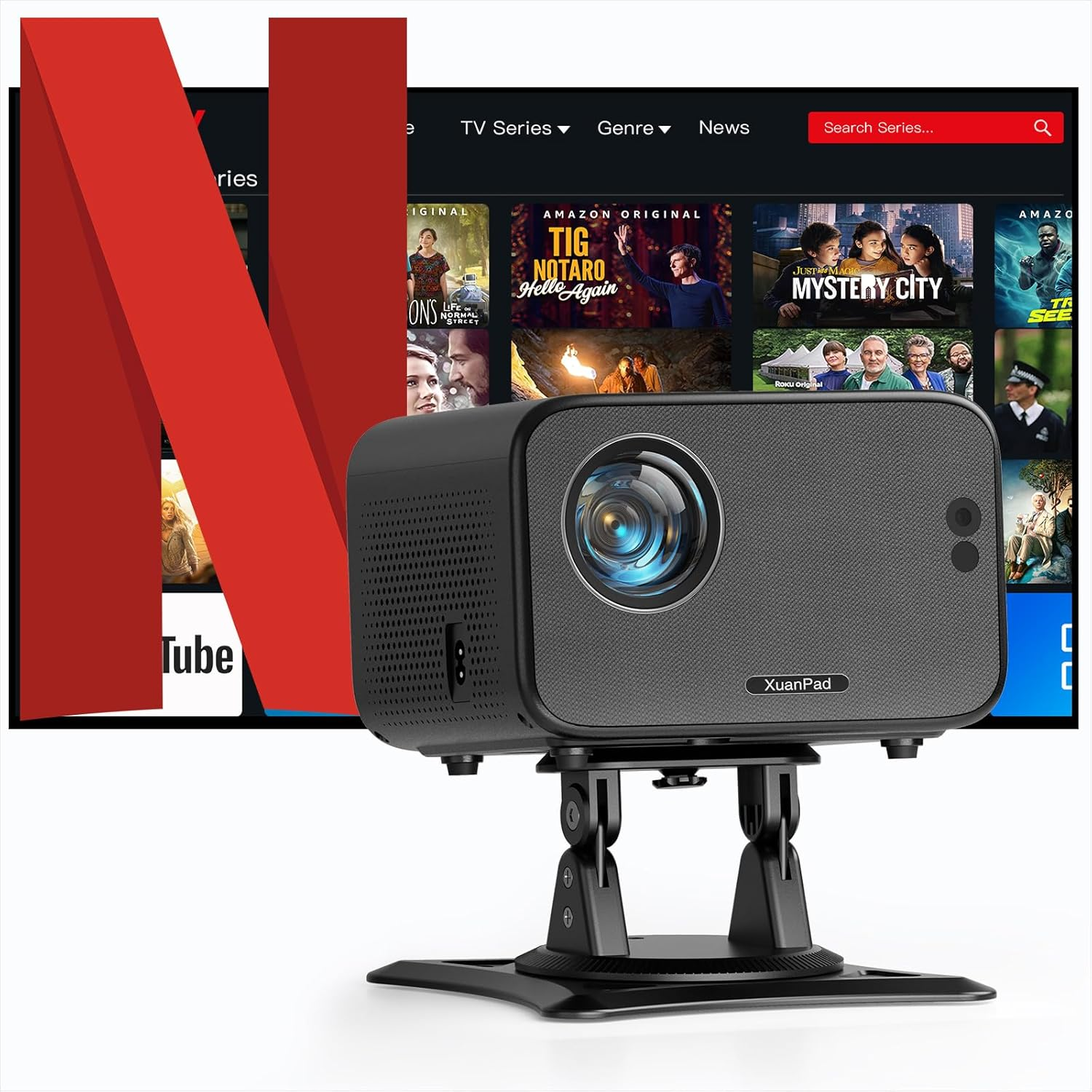 Auto Focus Android System 30000L Smart Mini Projector with WiFi and Bluetooth 4K