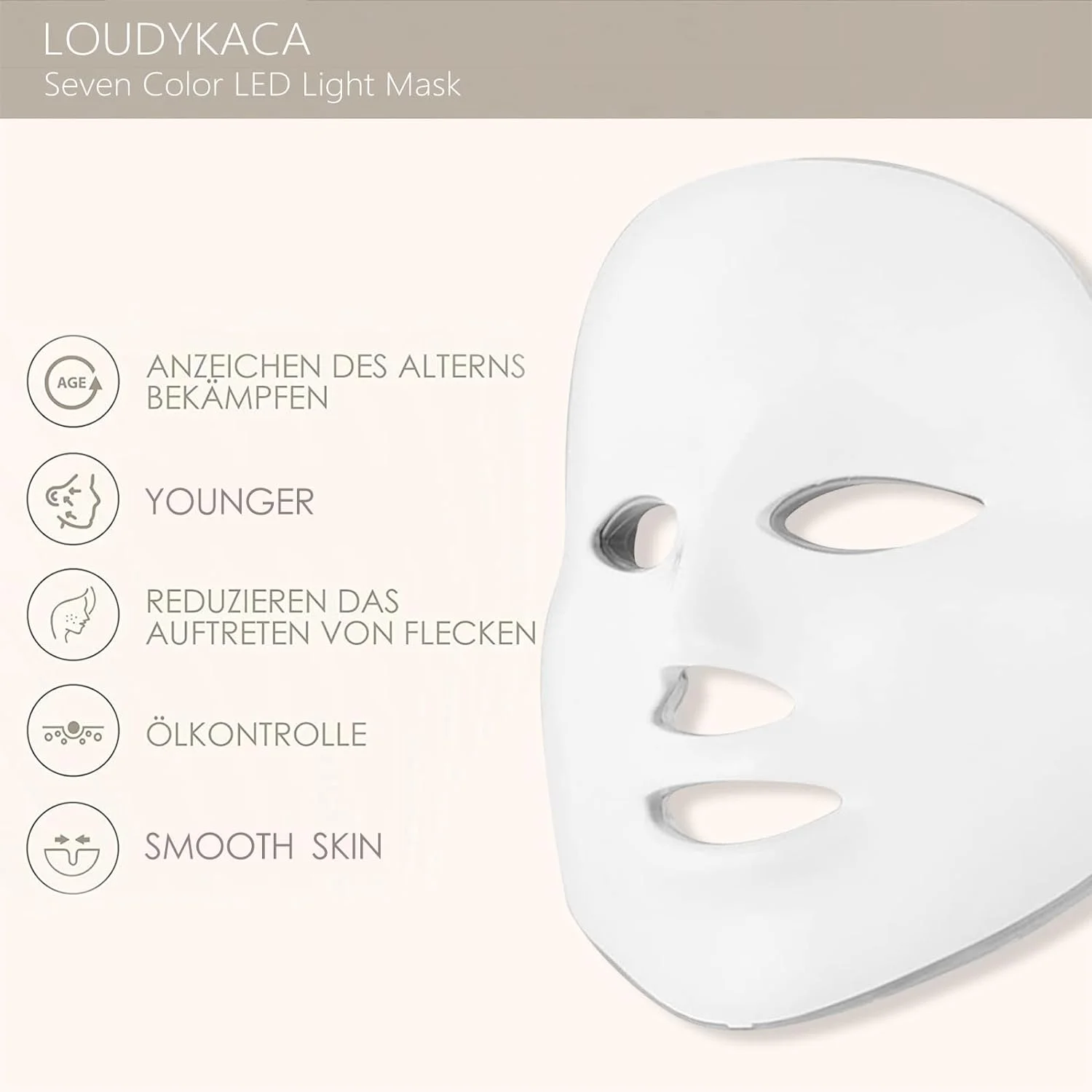 Led Face Mask Light Therapy, Red Light Therapy for Face, 7-1 Colors LED Facial Skin Care Mask without nack