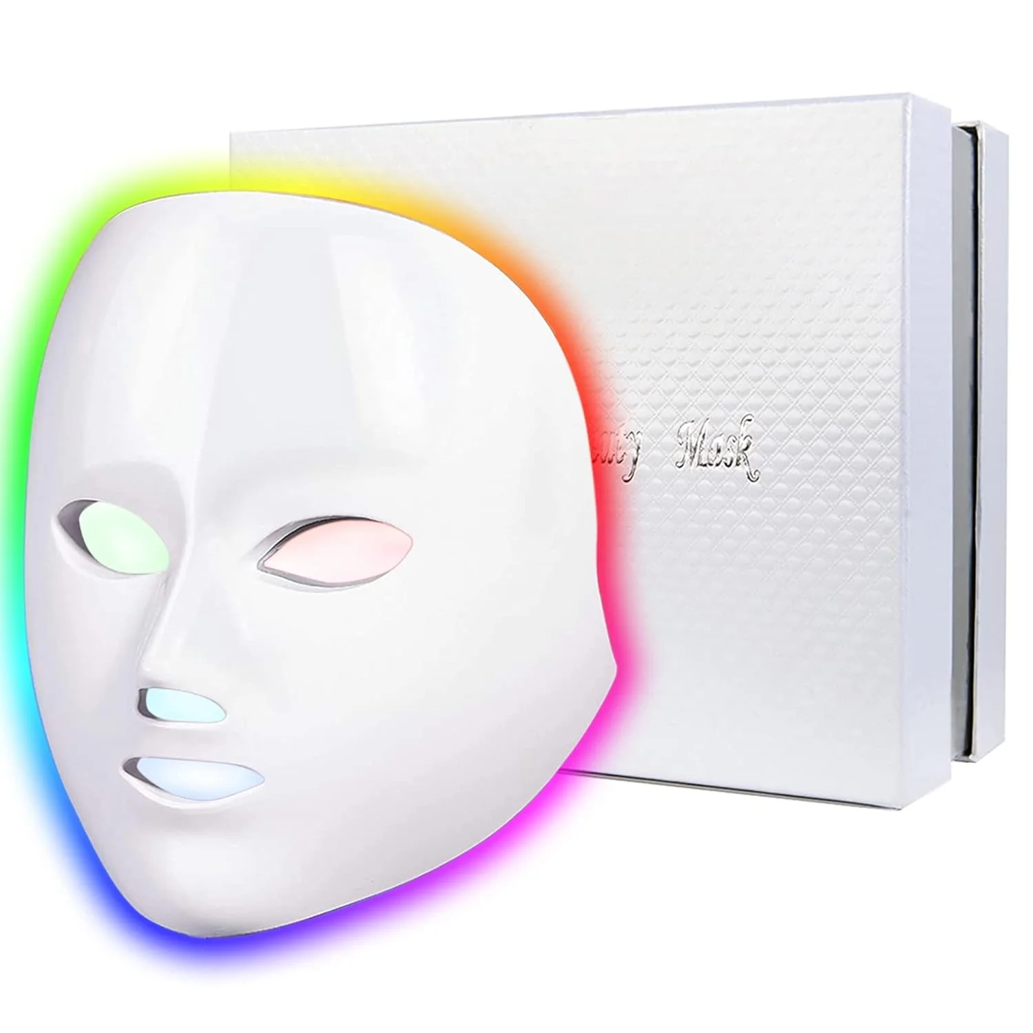 Led Face Mask Light Therapy, Red Light Therapy for Face, 7-1 Colors LED Facial Skin Care Mask without nack