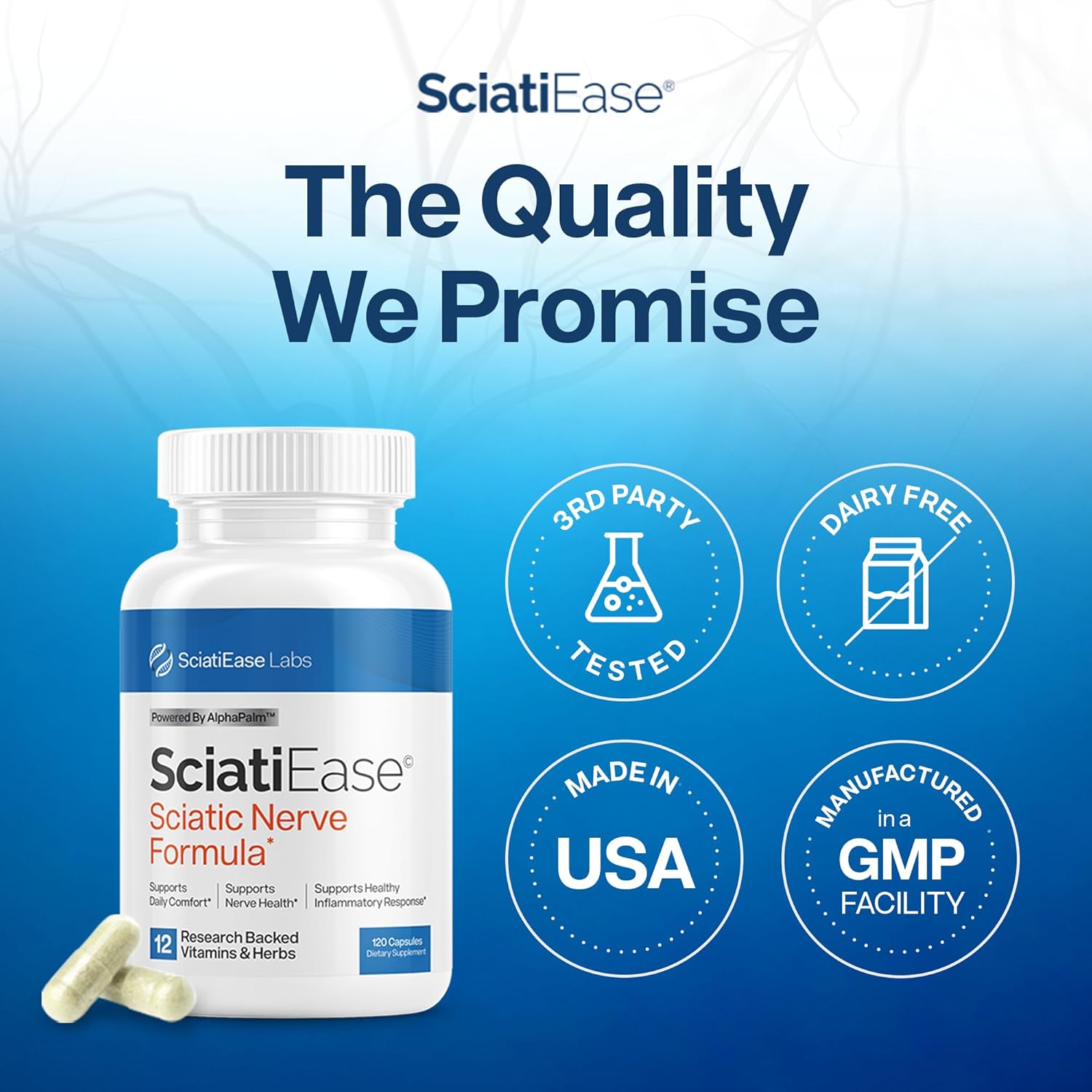 SciatiEase® Sciatic Nerve Health Support Supplement | Nerve Support Formula with