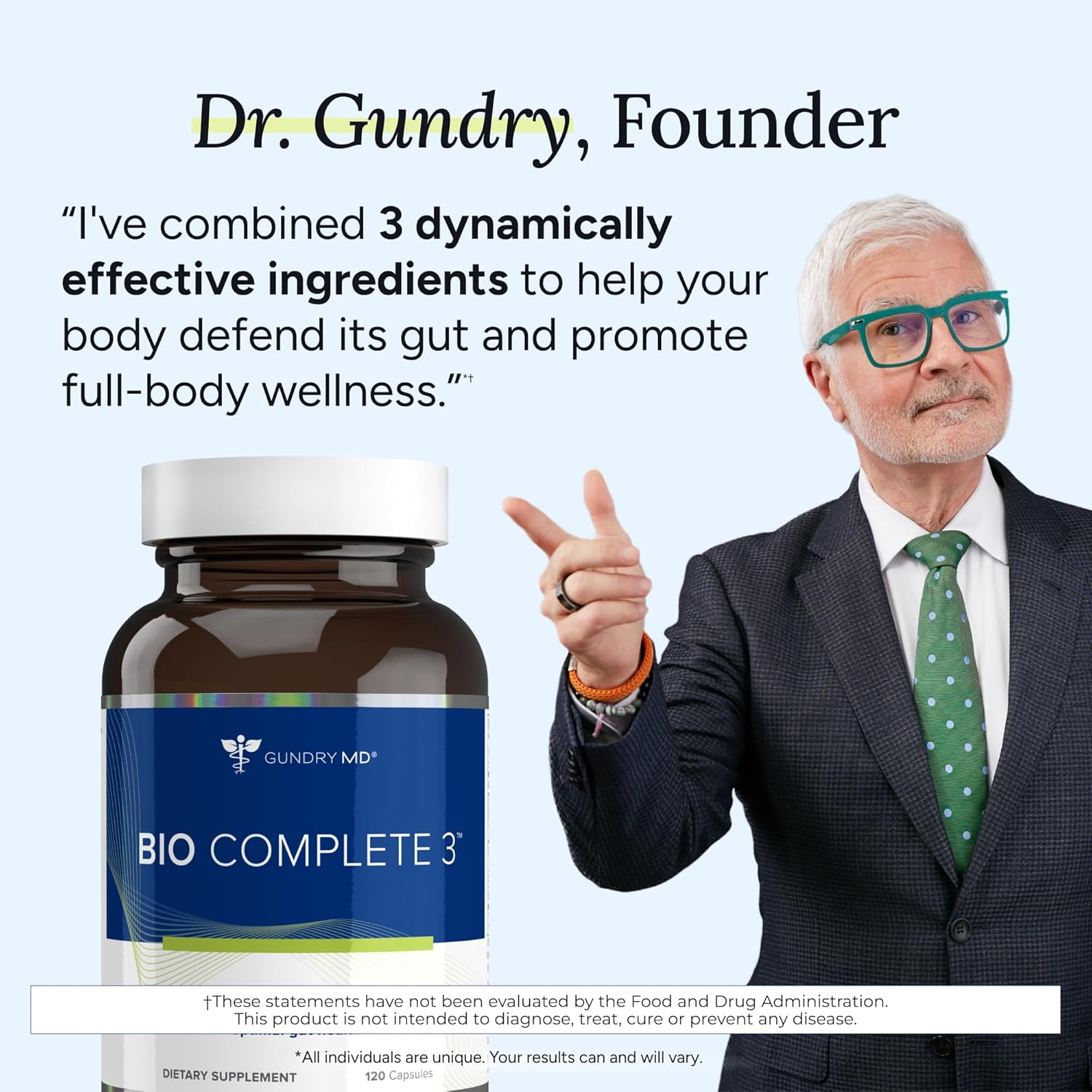 Gundry MD Bio Complete 3 – 3-in-1 Probiotics for Digestion, Gut Health, Energy, 