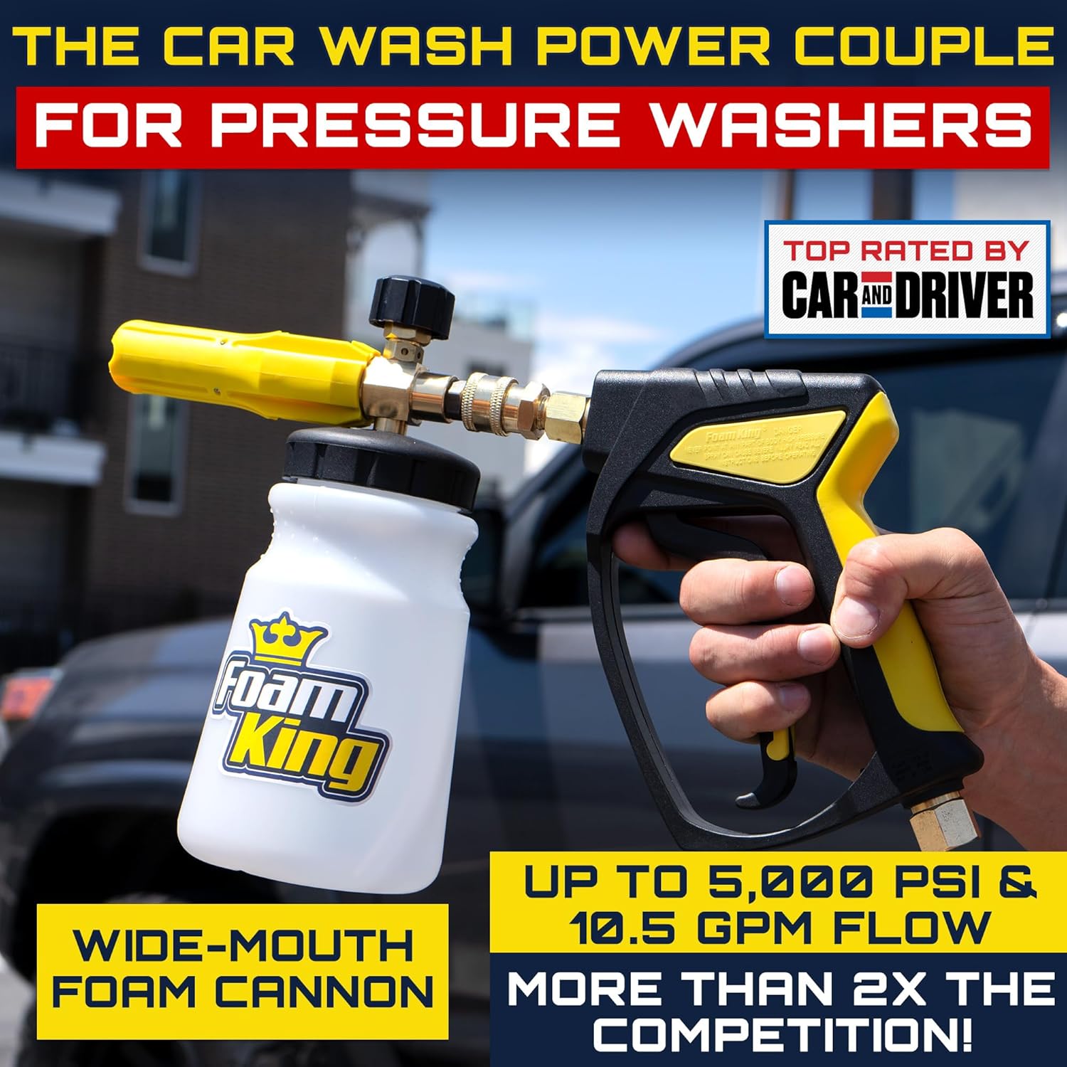 Clean Car USA Foam Cannon Pressure Washer Gun – Stubby Foam Sprayer with Swivel,