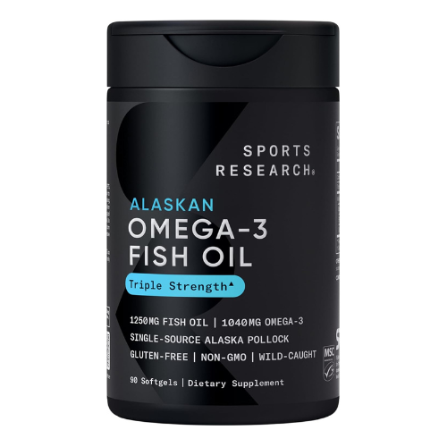 Sports Research® Omega-3 Fish Oil 1250 – Triple Strength Wild Alaska Pollock, He
