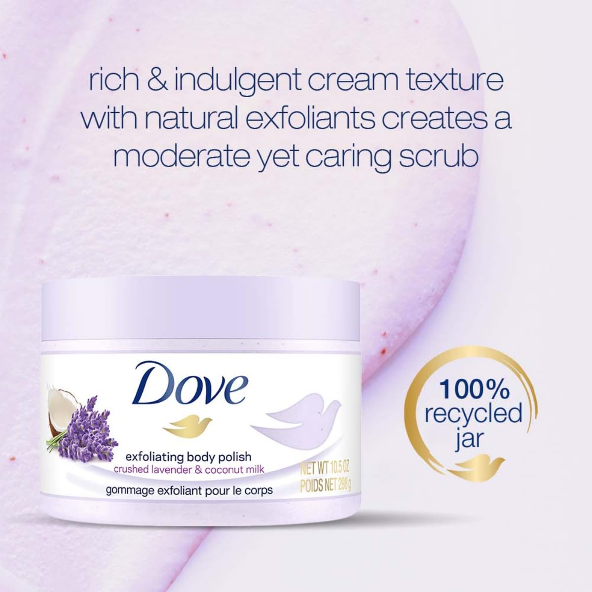 Dove Exfoliating Body Polish Scrub with Crushed Lavender & Coconut Milk – Gentle