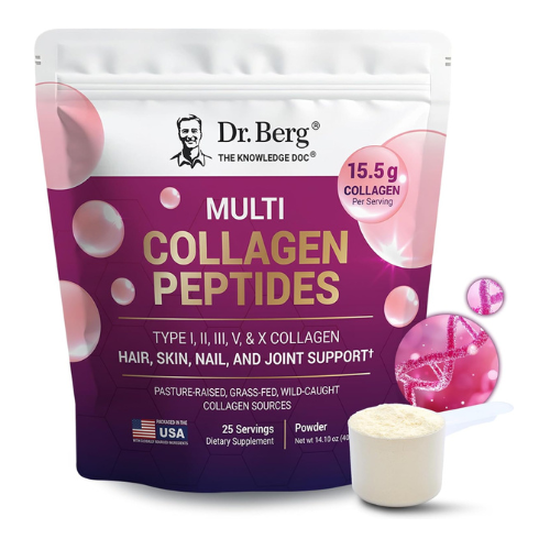 Dr. Berg Multi Collagen Peptides Powder – Types I, II, III, V & X Collagen with 