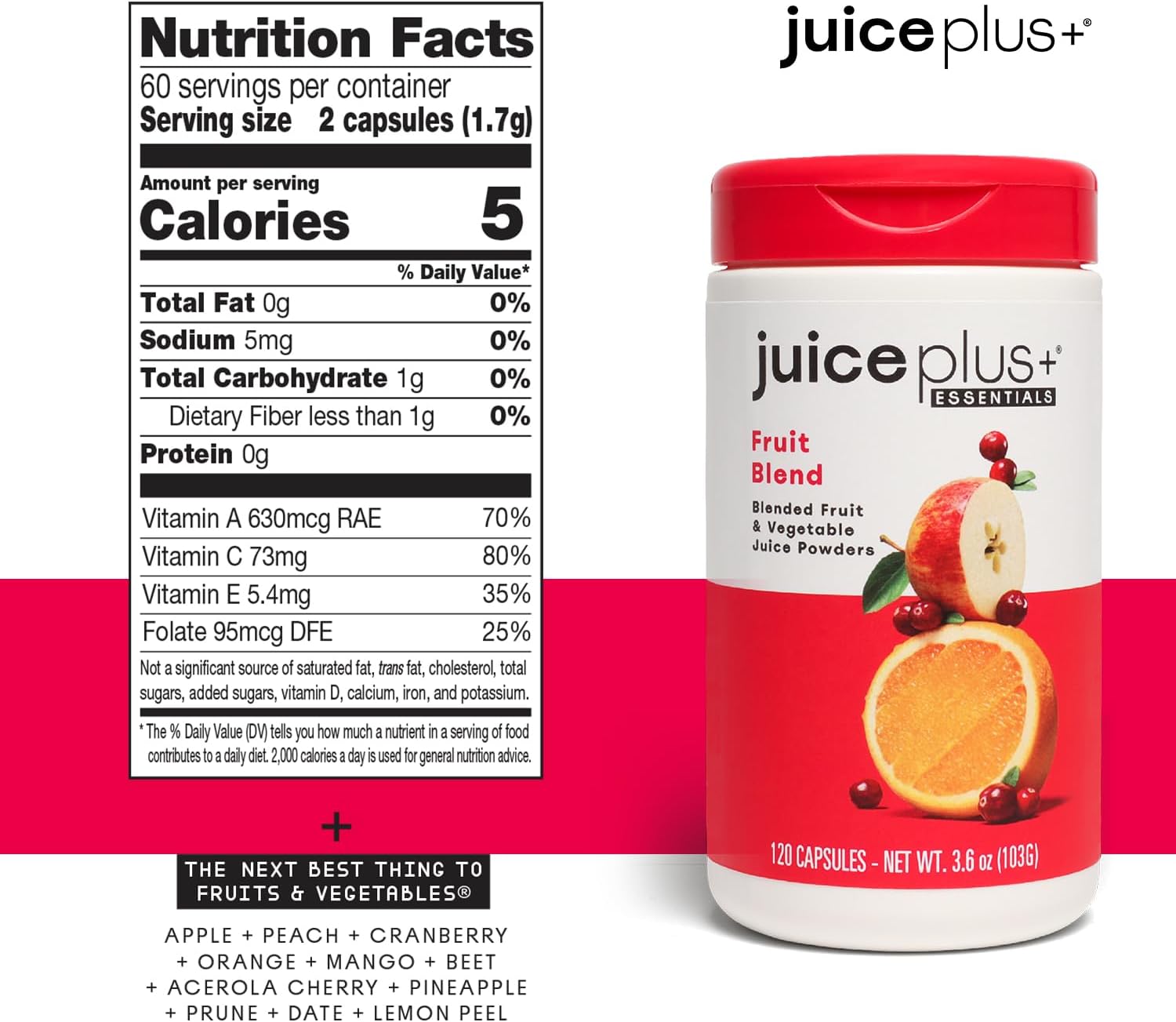 JuicePlus+ Fruit & Vegetable Blend – 20 Fruits & Veggies with Plant Nutrients, S