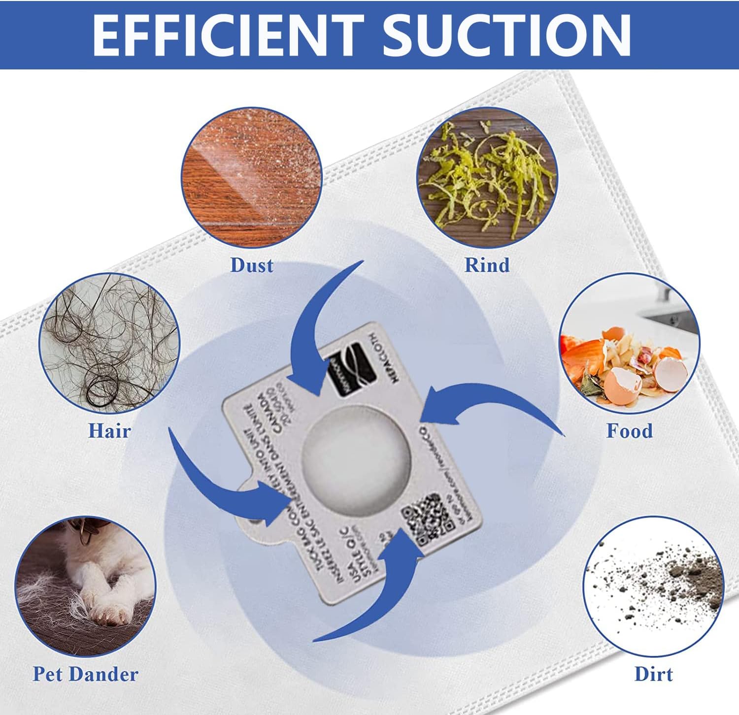 Kenmore 53292 Type Q HEPA Canister Vacuum Bags | 6-Pack Replacement | Compatible