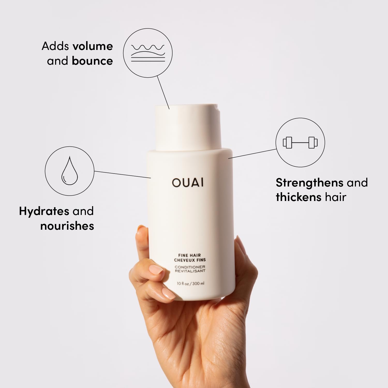 OUAI Fine Shampoo & Conditioner Set – Sulfate-Free Hair Care with Keratin, Marsh