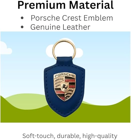GENUINE Porsche Crest Keyring – Authentic Blue Porsche Logo Keychain, Premium Au