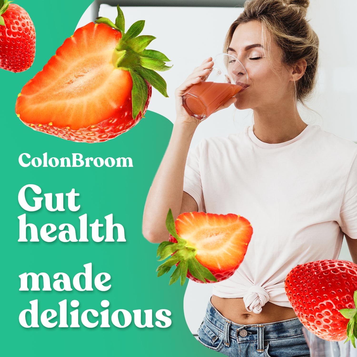 ColonBroom Psyllium Husk Powder – Strawberry Flavor Colon Cleanse & Fiber Supple