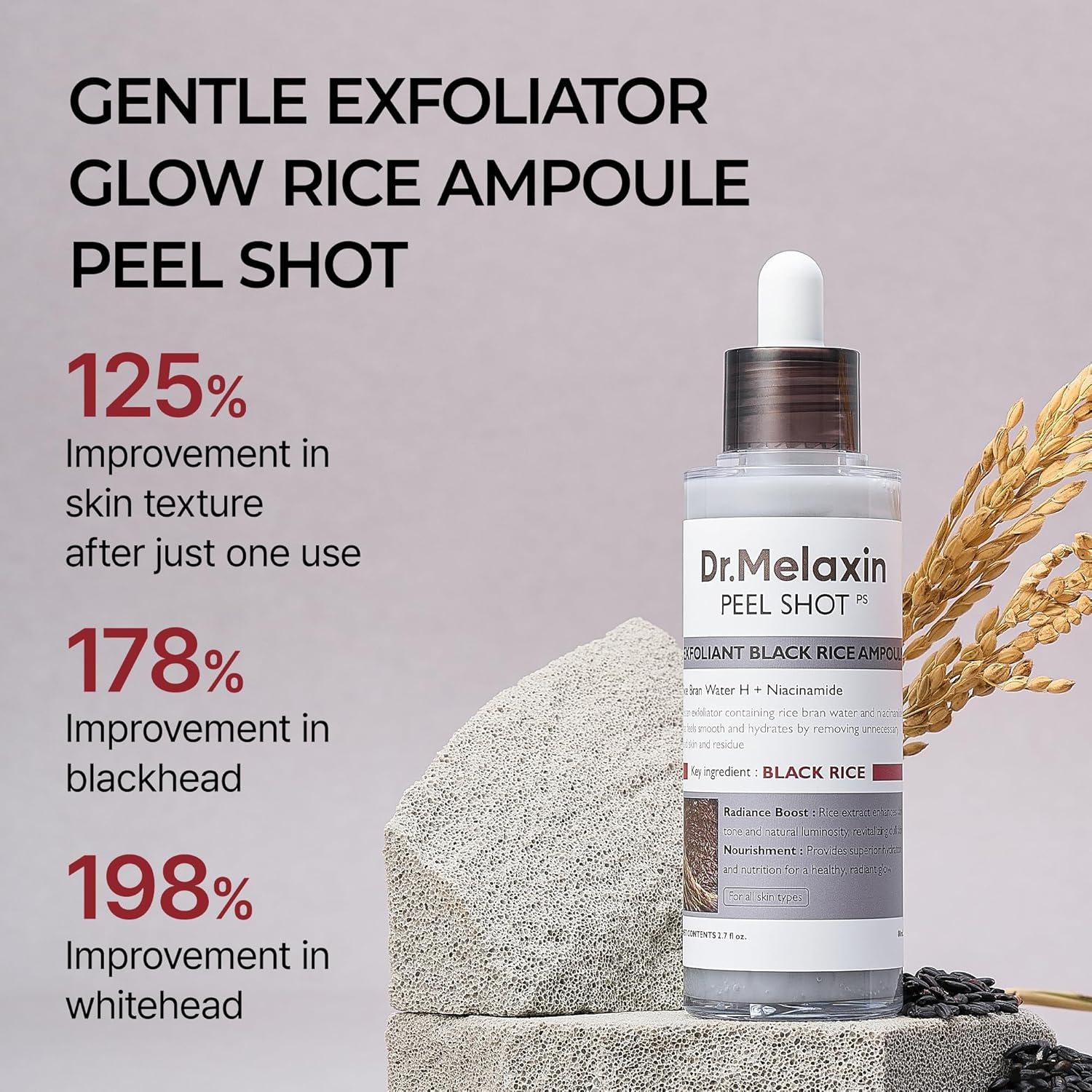 Dr. Melaxin Peel Shot Glow Rice Peeling Ampoule 80ml – Daily Gentle Exfoliating 