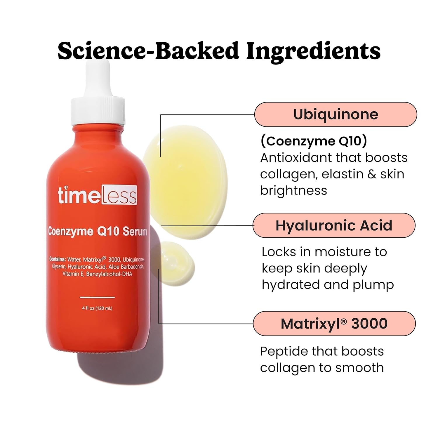 Timeless Skin Care Coenzyme Q10 Serum – Smoothing Anti-Aging Face Serum with Hya