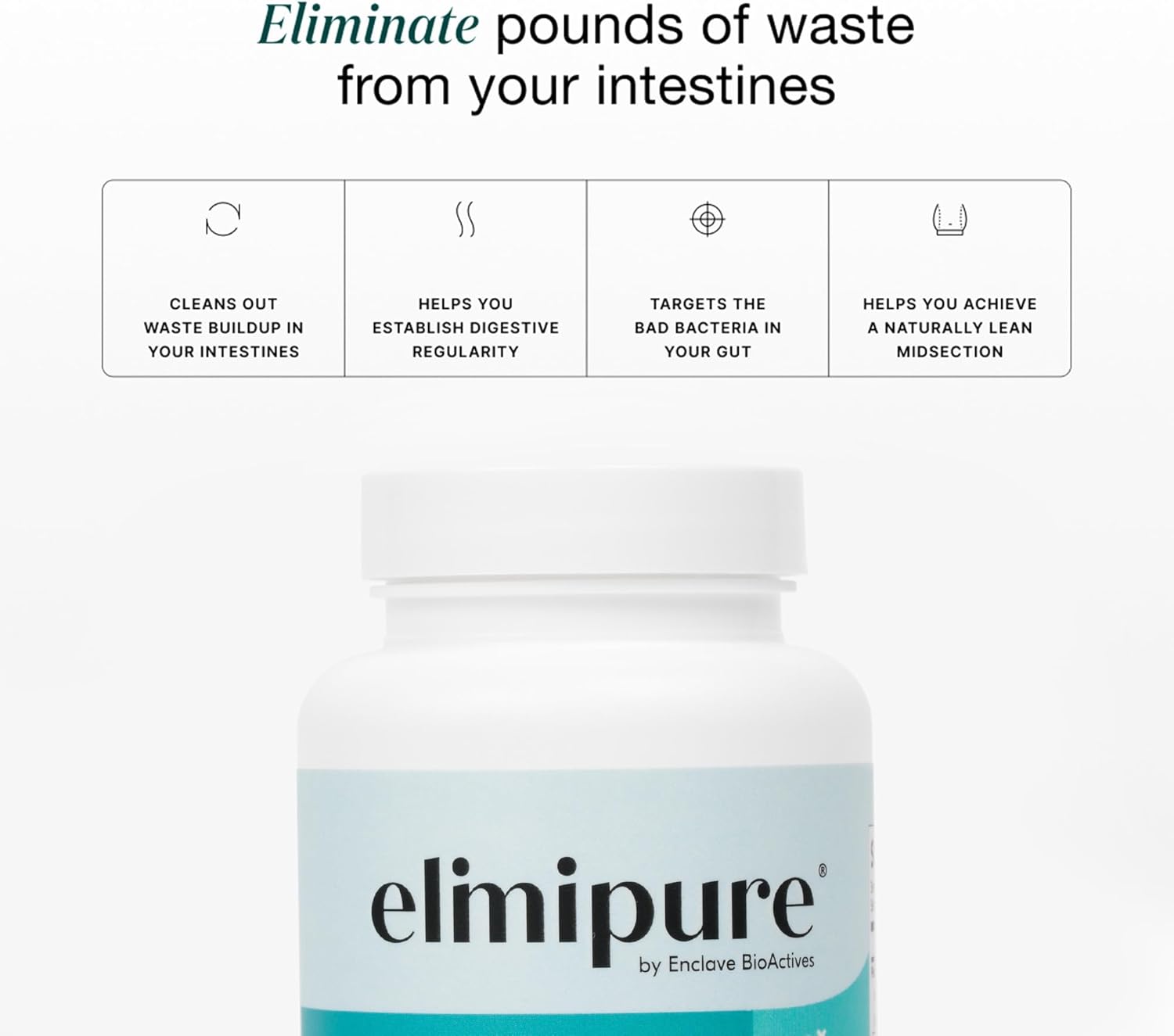 Elimipure Gut Cleanse & Restore Supplement – Natural Detox Cleanse Capsules to F