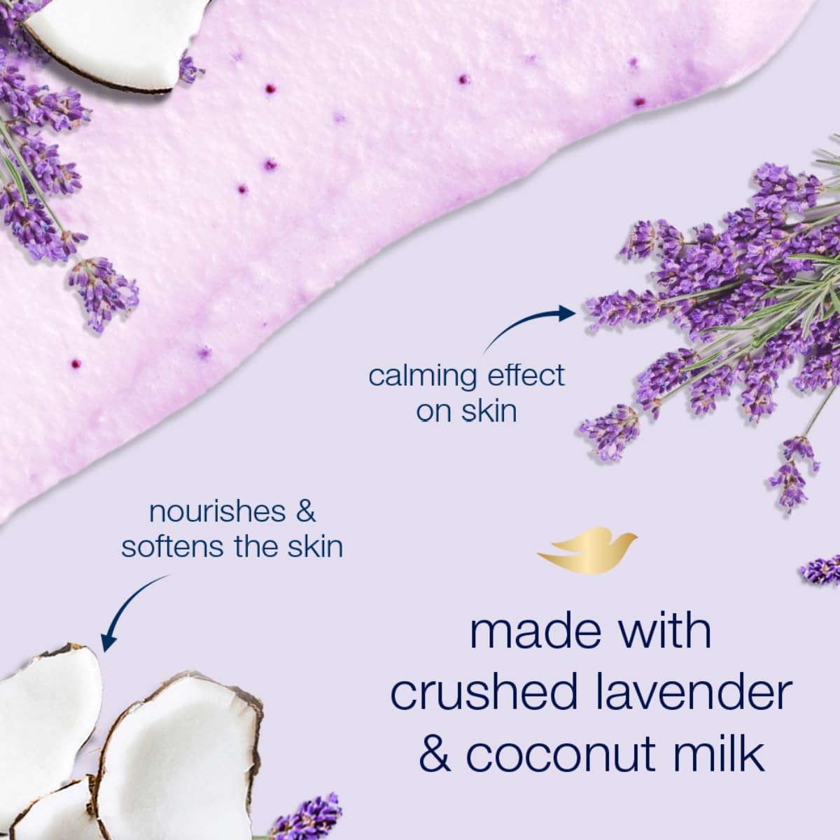 Dove Exfoliating Body Polish Scrub with Crushed Lavender & Coconut Milk – Gentle