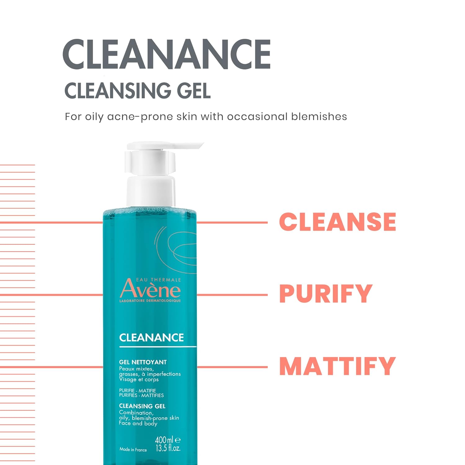 Avène Cleanance Cleansing Gel – Soap-Free, Alcohol-Free Cleanser for Acne-Prone 