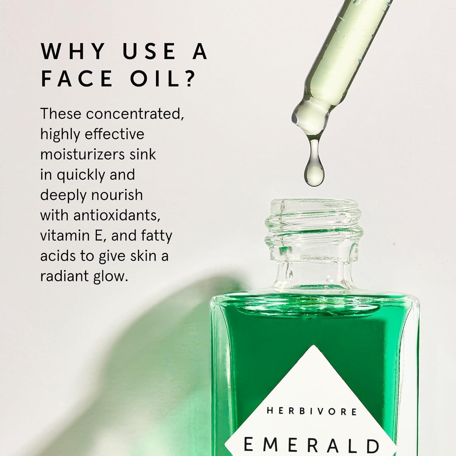 HERBIVORE Emerald Facial Oil – Calming & Hydrating Facial Oil with Squalane & As