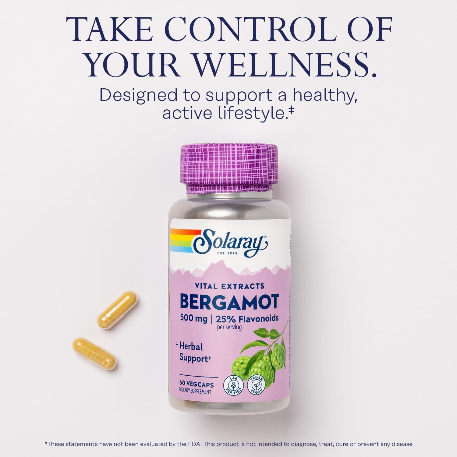 SOLARAY Bergamot 500 mg – Citrus Bergamot Supplement with Berberine HCl – Standa