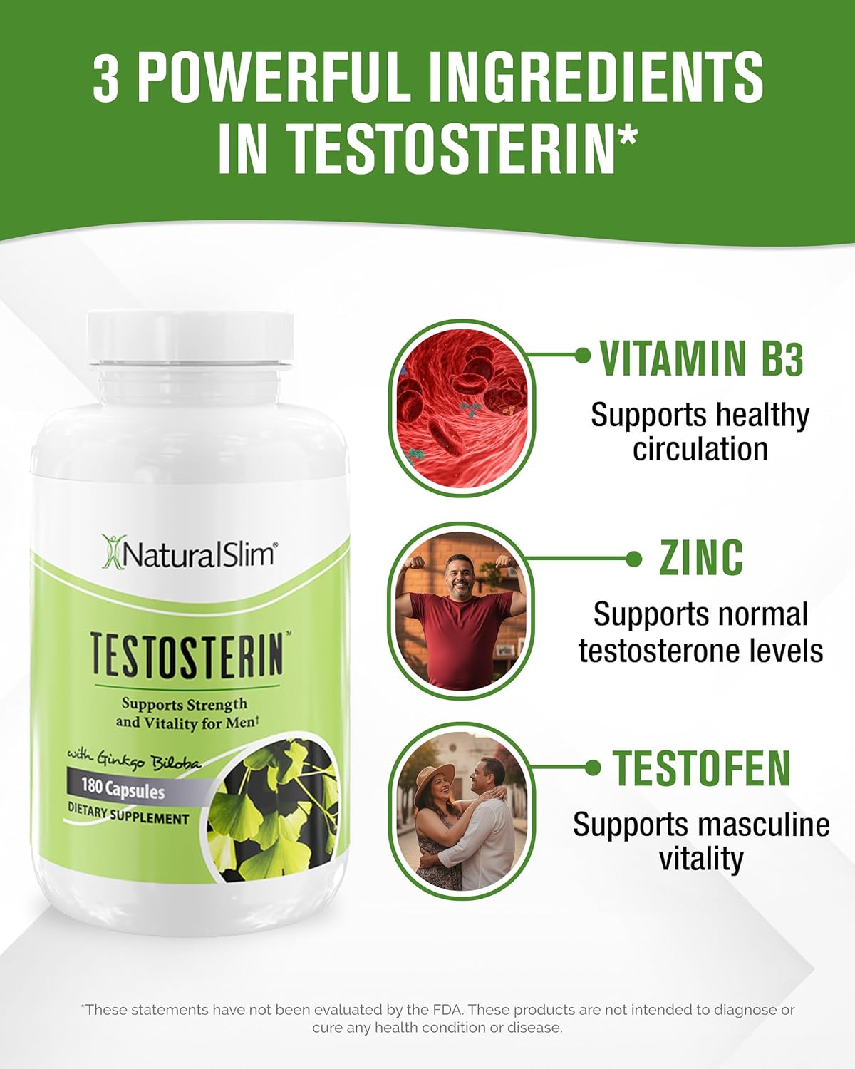 NaturalSlim Natural Testosterone Booster for Men – Energy, Muscle & Metabolism S