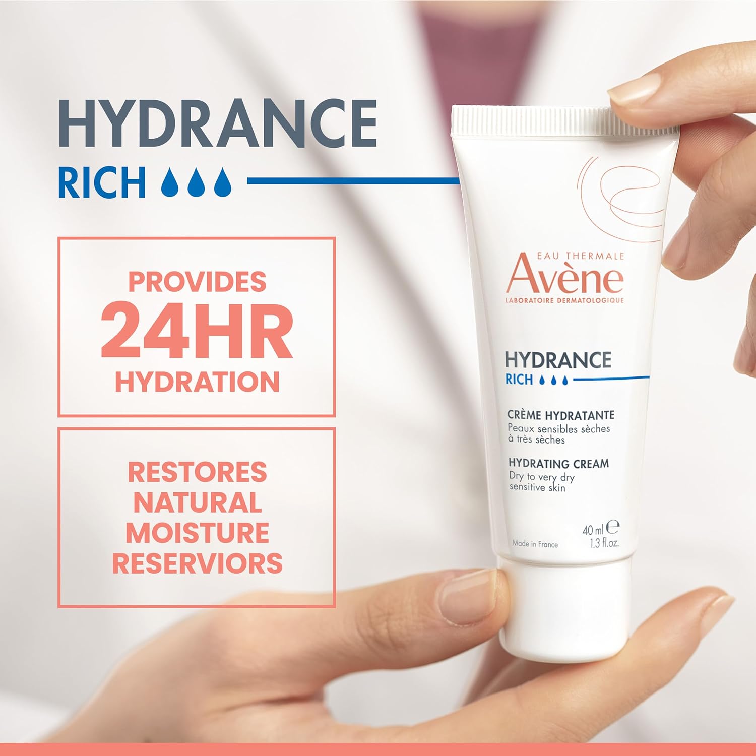 Avène Hydrance RICH Hydrating Cream – Daily Face Moisturizer for Dry Skin, Non-C