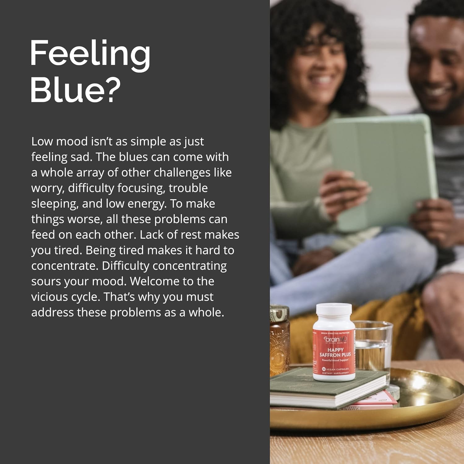 BRAINMD Dr. Amen Happy Saffron Plus – Mood Support Supplement with Saffron Extra