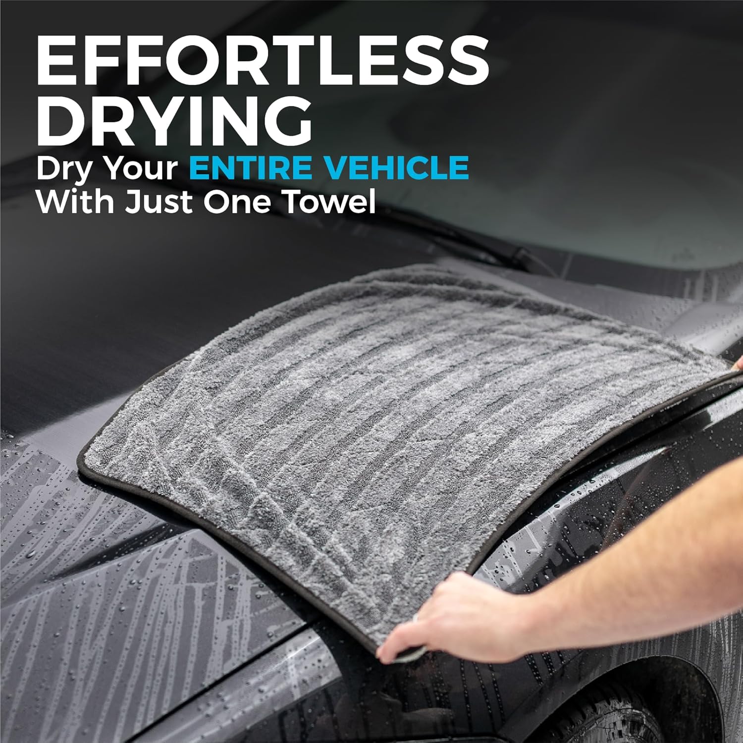 The Rag Company Gauntlet Car Drying Towel – 70/30 Korean Microfiber, 900 GSM, Fa