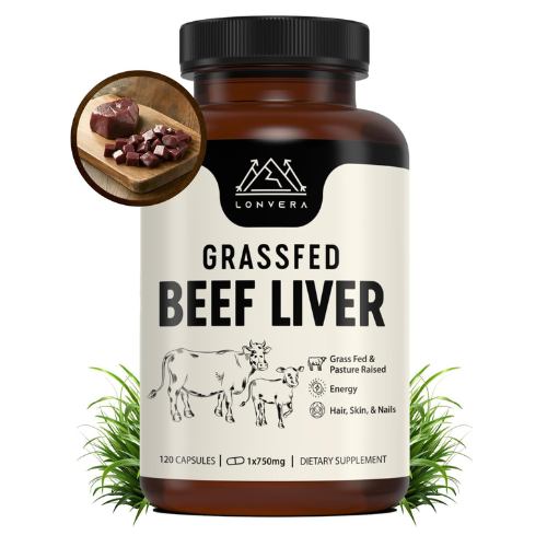 Lonvera Grass-Fed Beef Liver Supplement 3000mg – Freeze-Dried Desiccated Organs 