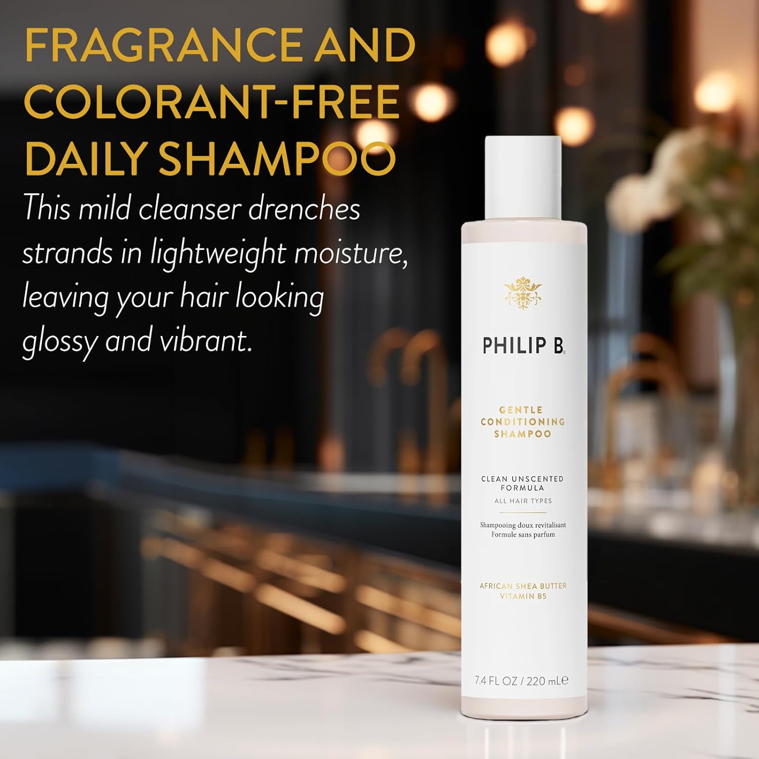 PHILIP B Gentle Conditioning Shampoo – Lightweight, Unscented Hair Cleanser with