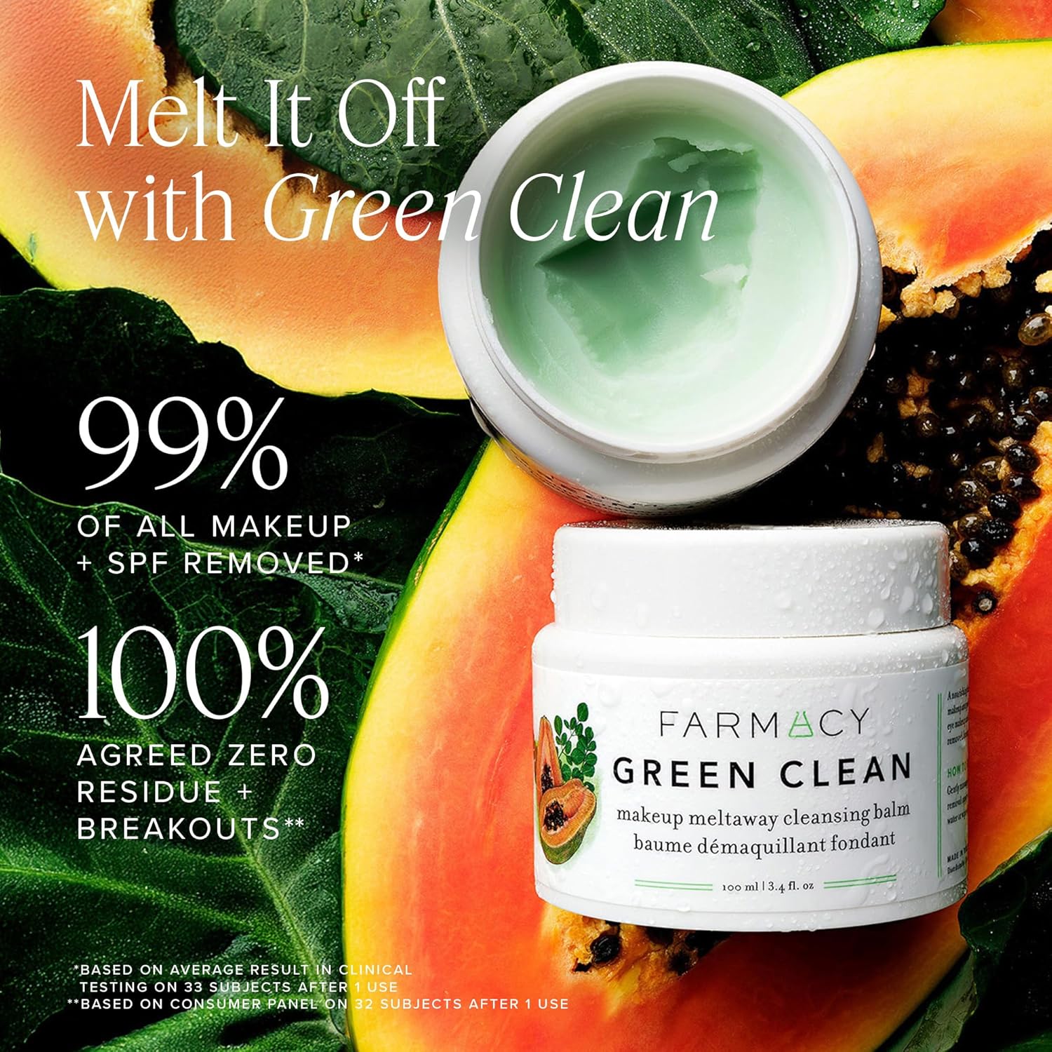 Farmacy Green Clean Makeup Remover Cleansing Balm – Waterproof Makeup & SPF Remo