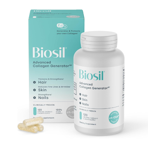 Biosil Collagen Booster Supplement – 120 Capsules, Patented ch-OSA for Skin, Hai
