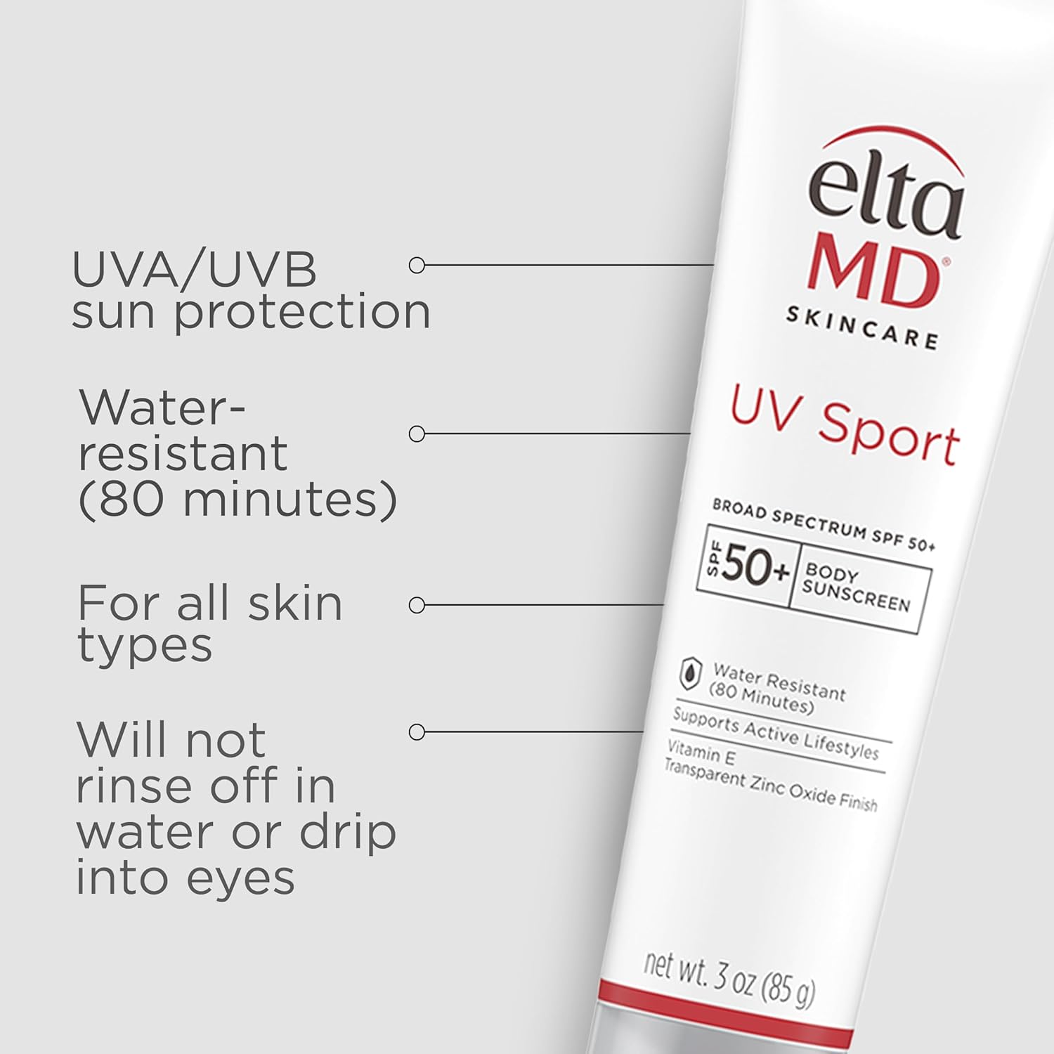 EltaMD UV Sport Sunscreen Lotion SPF 50 – Oil-Free Body Sunscreen with Zinc Oxid