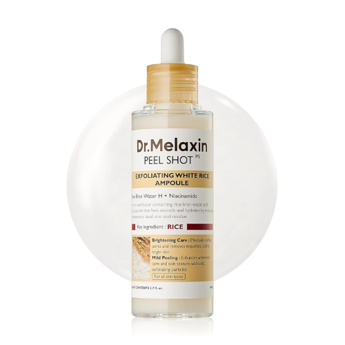Dr. Melaxin Peel Shot Glow Rice Peeling Ampoule 80ml – Daily Gentle Exfoliating 