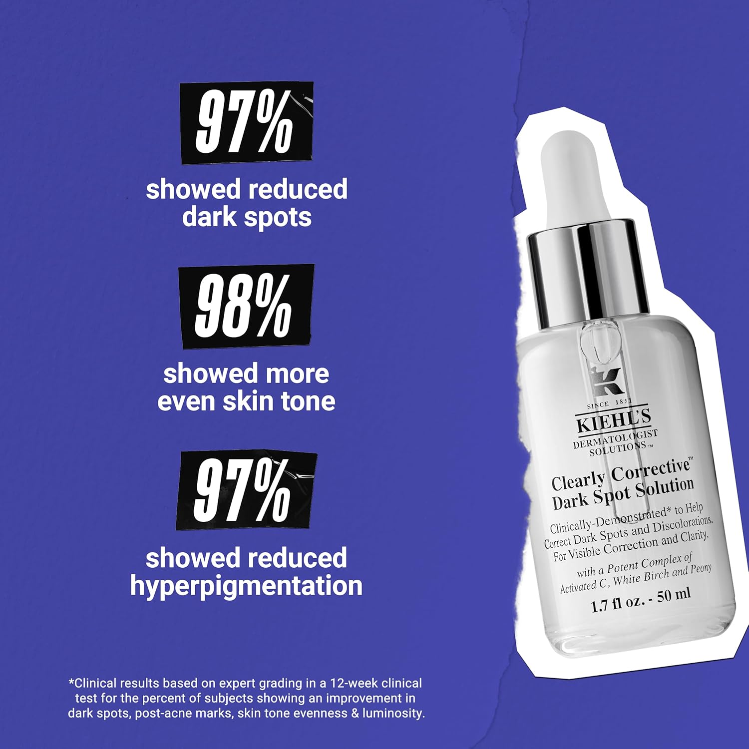 Kiehl’s Clearly Corrective Dark Spot Serum 3.4 fl oz – Vitamin C Brightening Serum for Hyperpigmentation & Post-Acne Marks
