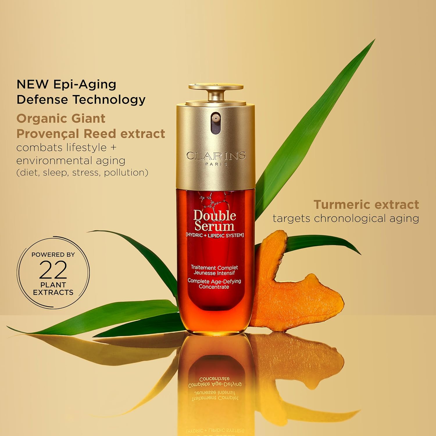 Clarins Double Serum Anti-Aging Face Serum –  Firming, Smoothing & Radiance Boosting with 24H Hydration for All Skin Types 1.7 fl oz