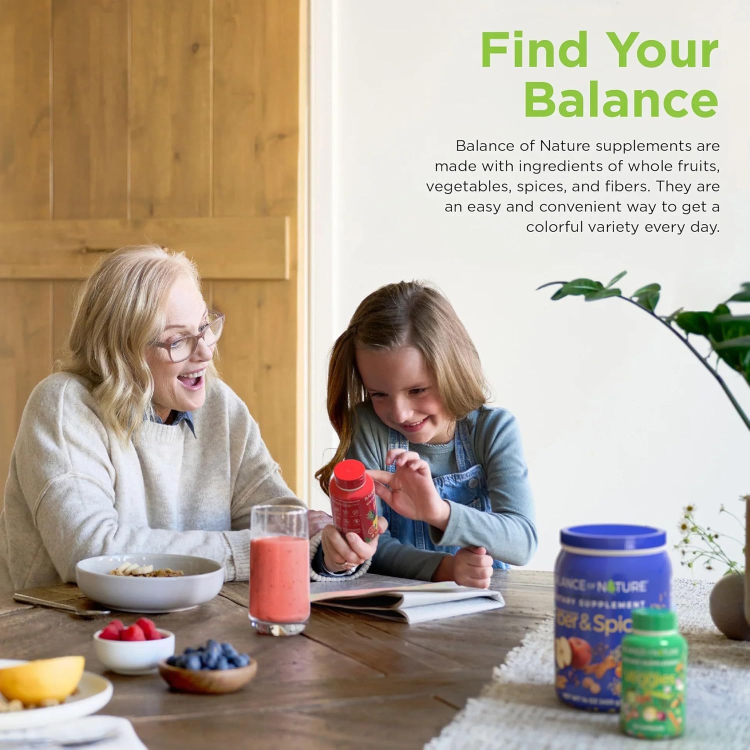 Balance of Nature Fruits & Veggies Supplements – Whole Food Capsules for Men, Women & Kids (90 Fruit + 90 Veggie Capsules)