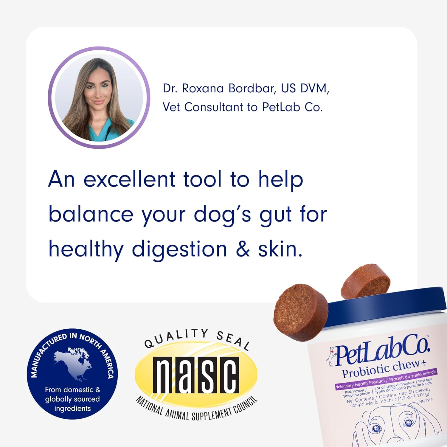 PetLab Co. Dog Probiotics Chews – Gut Health, Itchy Skin, Allergy & Yeast Support for Small, Medium & Large Dogs 119 g