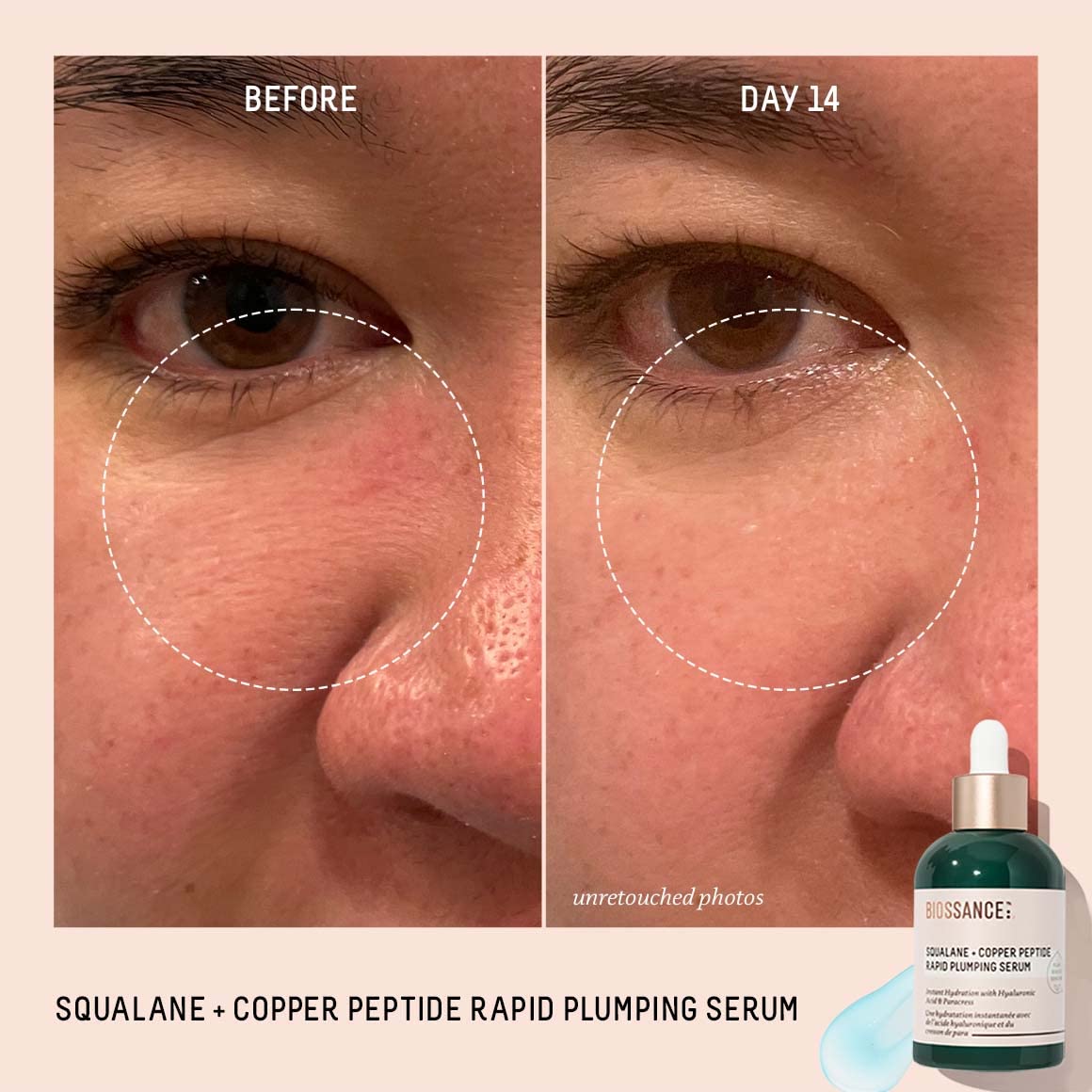 Biossance Squalane + Copper Peptide Rapid Plumping Face Serum – Firming & Hydrating Anti-Aging Serum for Fine Lines and Wrinkles  1.69 fl oz