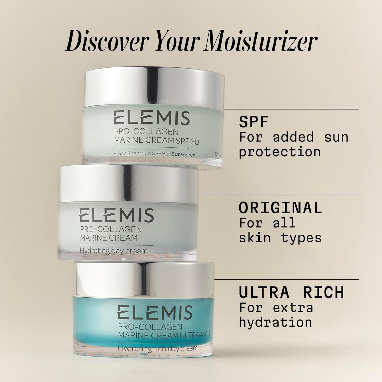 ELEMIS Pro-Collagen Marine Cream SPF 30 1.69 fl oz – Lightweight Anti-Wrinkle Daily Face Moisturizer with Sun Protection