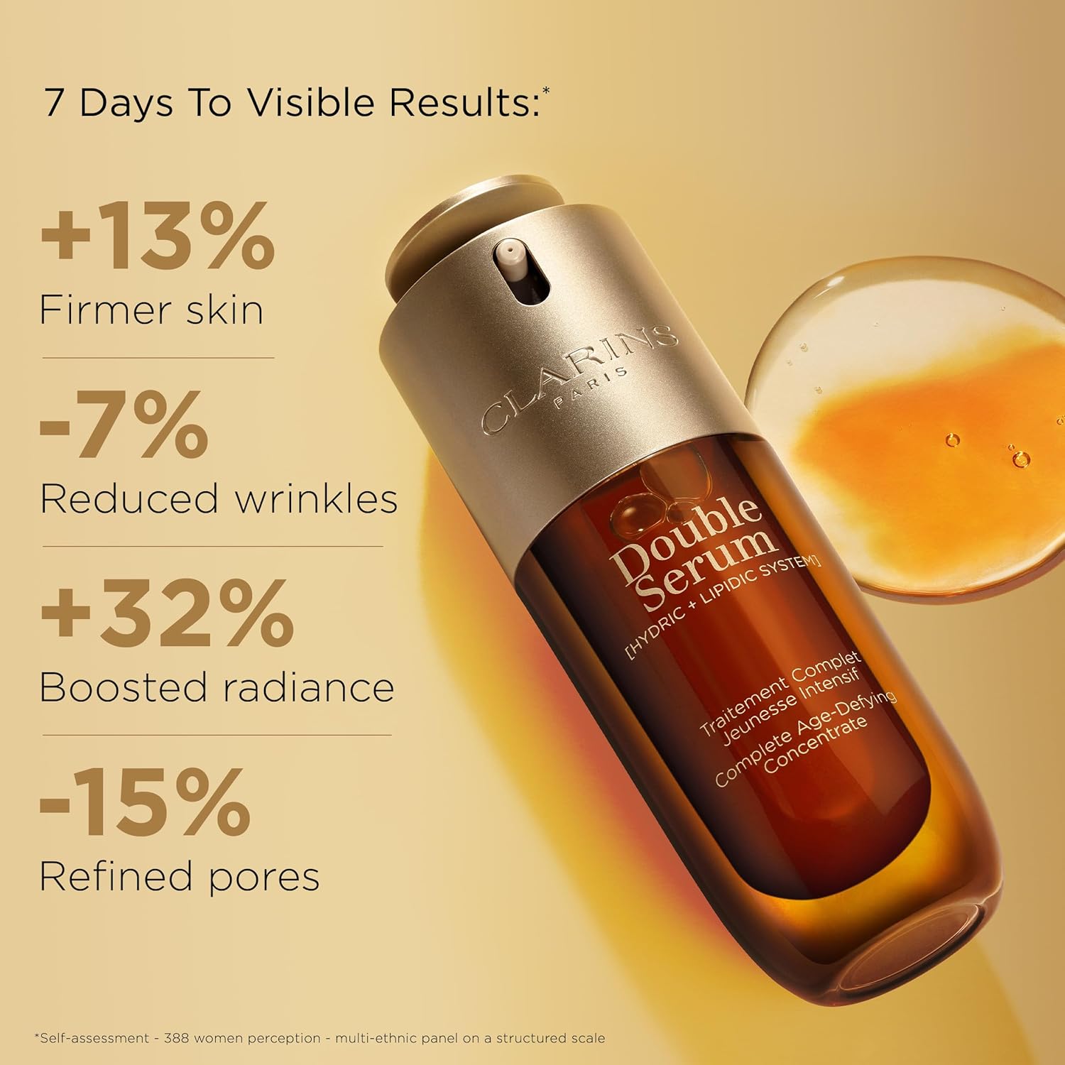 Clarins Double Serum Anti-Aging Face Serum –  Firming, Smoothing & Radiance Boosting with 24H Hydration for All Skin Types 1.7 fl oz