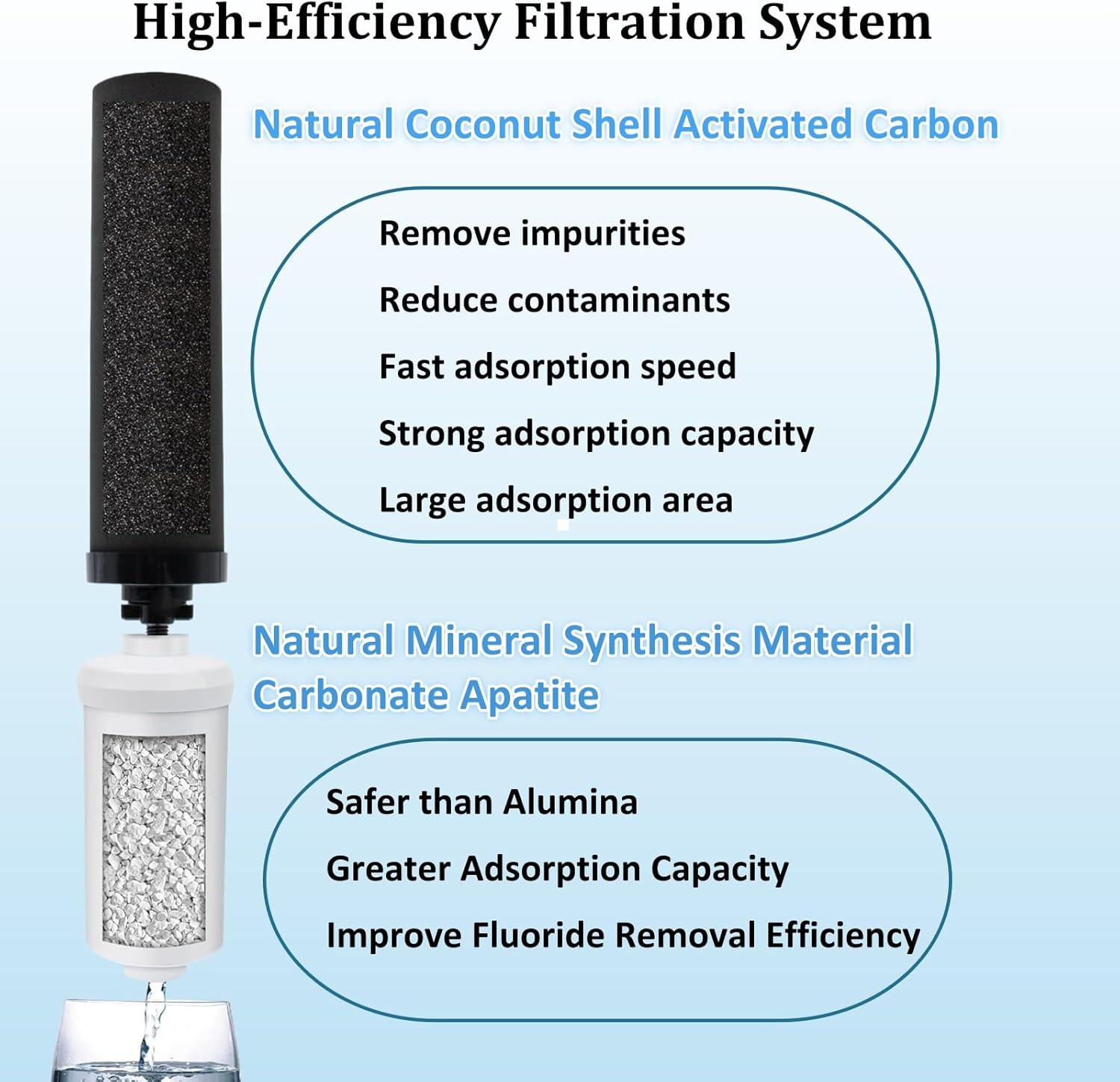 Water Filter Replacement for Berkey Systems, Compatible with BB9-2 Black & PF-2 