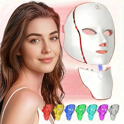 comfort led Light Therapy for Face, Led Face Mask Light Therapy, 7-1 Colors LED Facial Skin Care Mask with nack