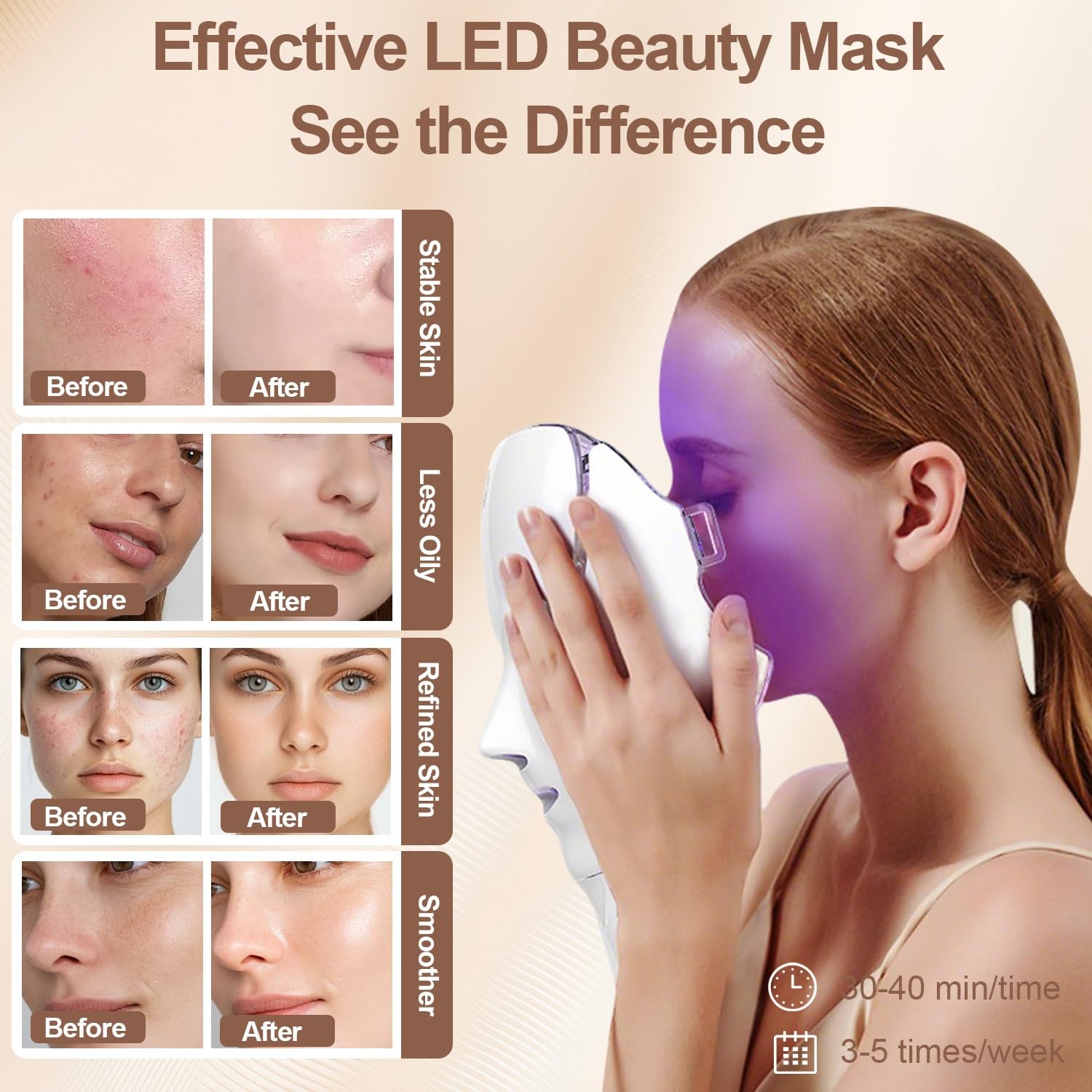 comfort led Light Therapy for Face, Led Face Mask Light Therapy, 7-1 Colors LED Facial Skin Care Mask with nack