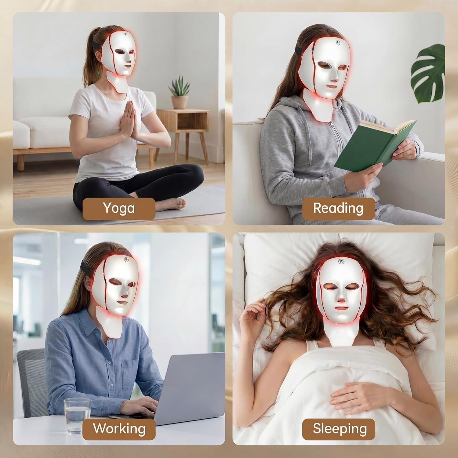 comfort led Light Therapy for Face, Led Face Mask Light Therapy, 7-1 Colors LED Facial Skin Care Mask with nack