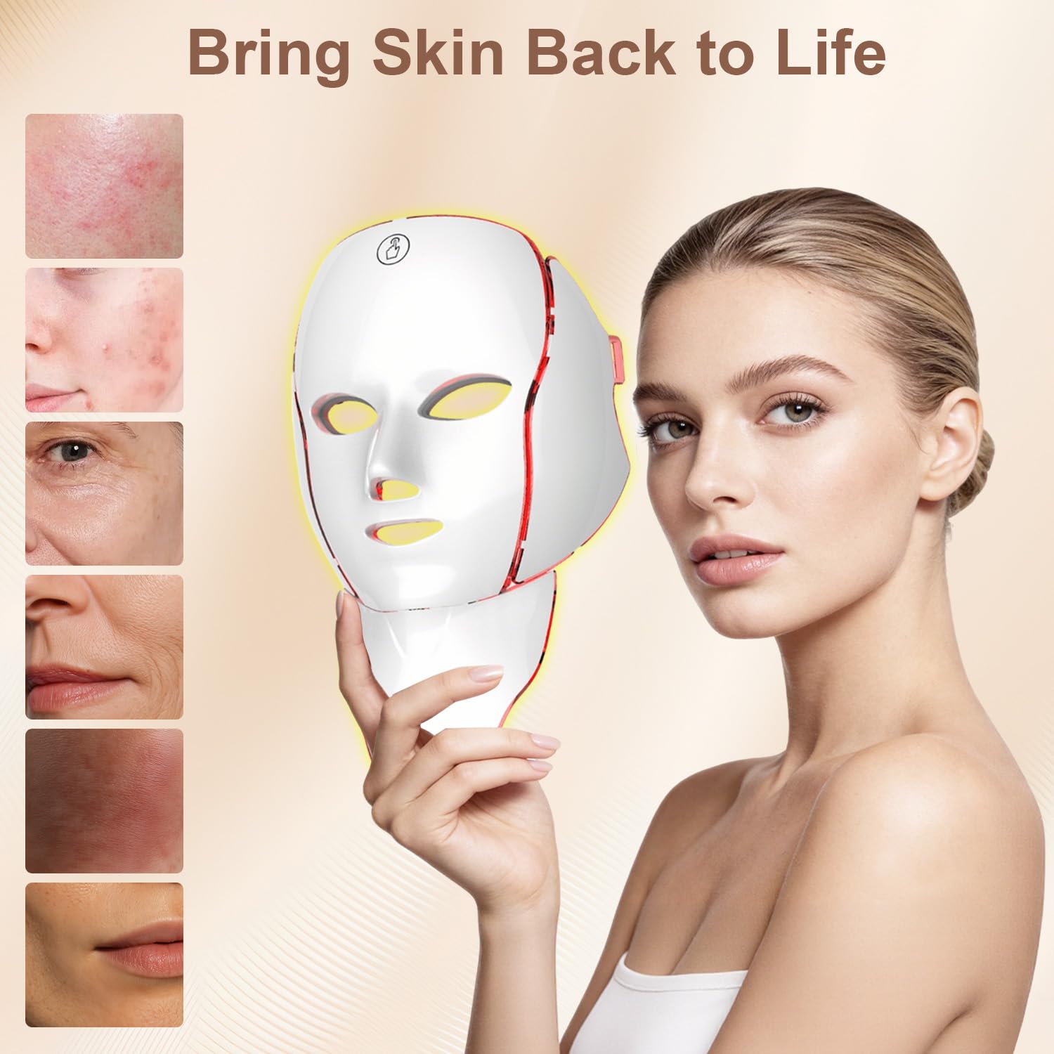 comfort led Light Therapy for Face, Led Face Mask Light Therapy, 7-1 Colors LED Facial Skin Care Mask with nack